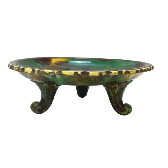 Wedgwood England Antique c. 1870-1890 Majolica Comport Tortoiseshell Glaze-Rare - Picture 1 of 13